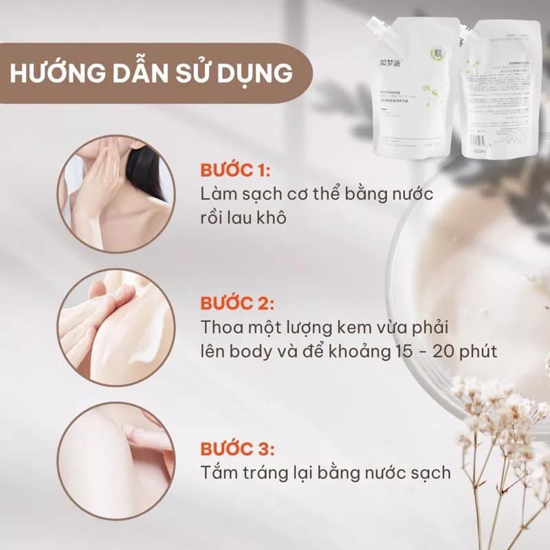 Ủ Trắng Body Toàn Thân Trắng Da Mềm Mịn Dưỡng Da Tay, Chân, Đầu Gối Hunmui Nội Địa Trung