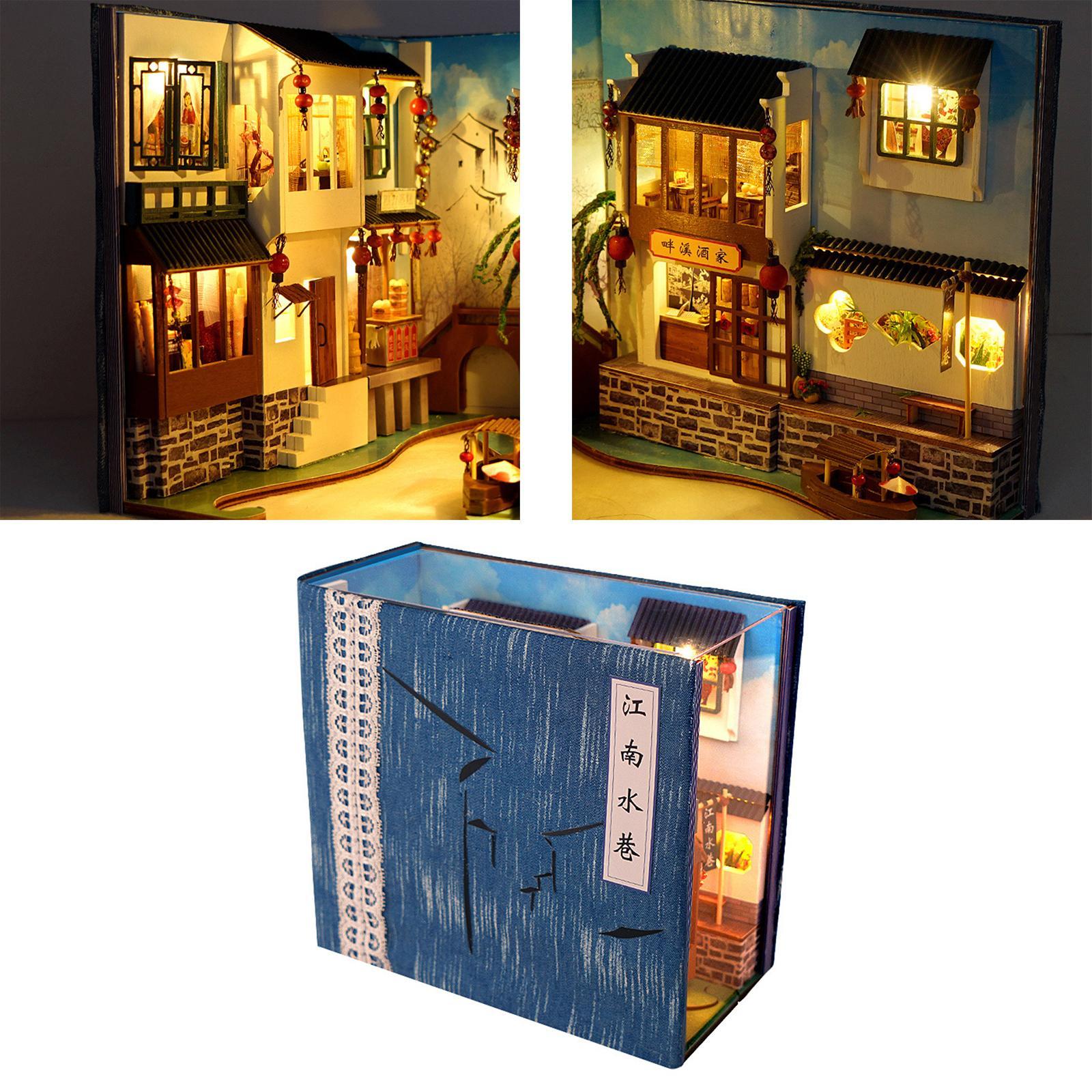 DIY Miniature Dollhouse Kit Book  Shelf Jiangnan Water Village for Kids Adults