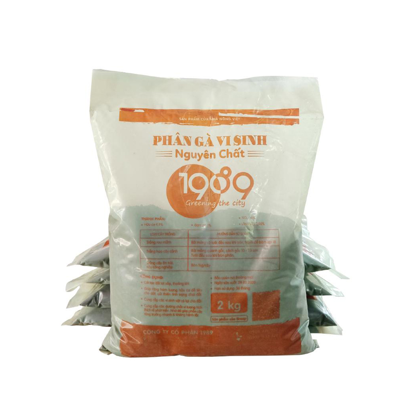 Phân gà vi sinh 1989 dùng bón lót, bót thúc cho cây rau củ quả, cây ăn trái - Túi 2kg