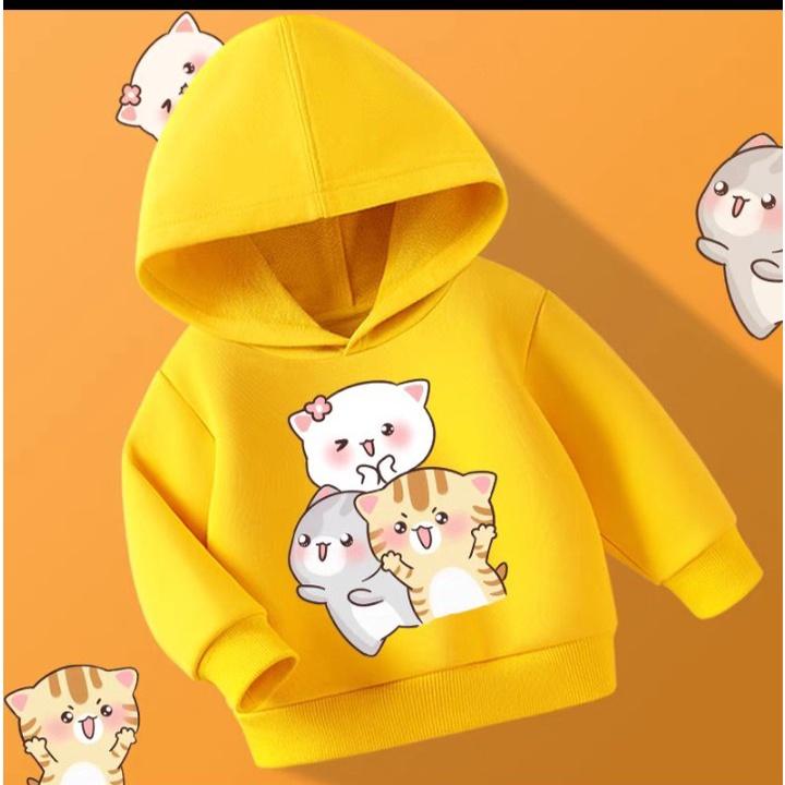 Áo hoodie cho bé gái 3 chú mèo cute từ 9 đến 35kg , chất nỉ bông siêu xinh