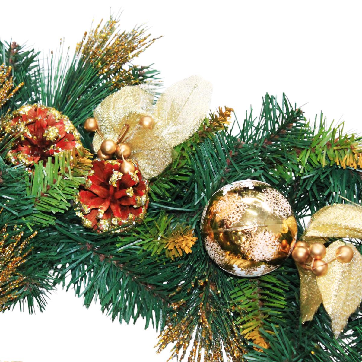 Vòng Hoa 3 Loại Lá Trang Trí Giáng Sinh 50 cm - Chaang Chiia LP-W20-3LL-GD