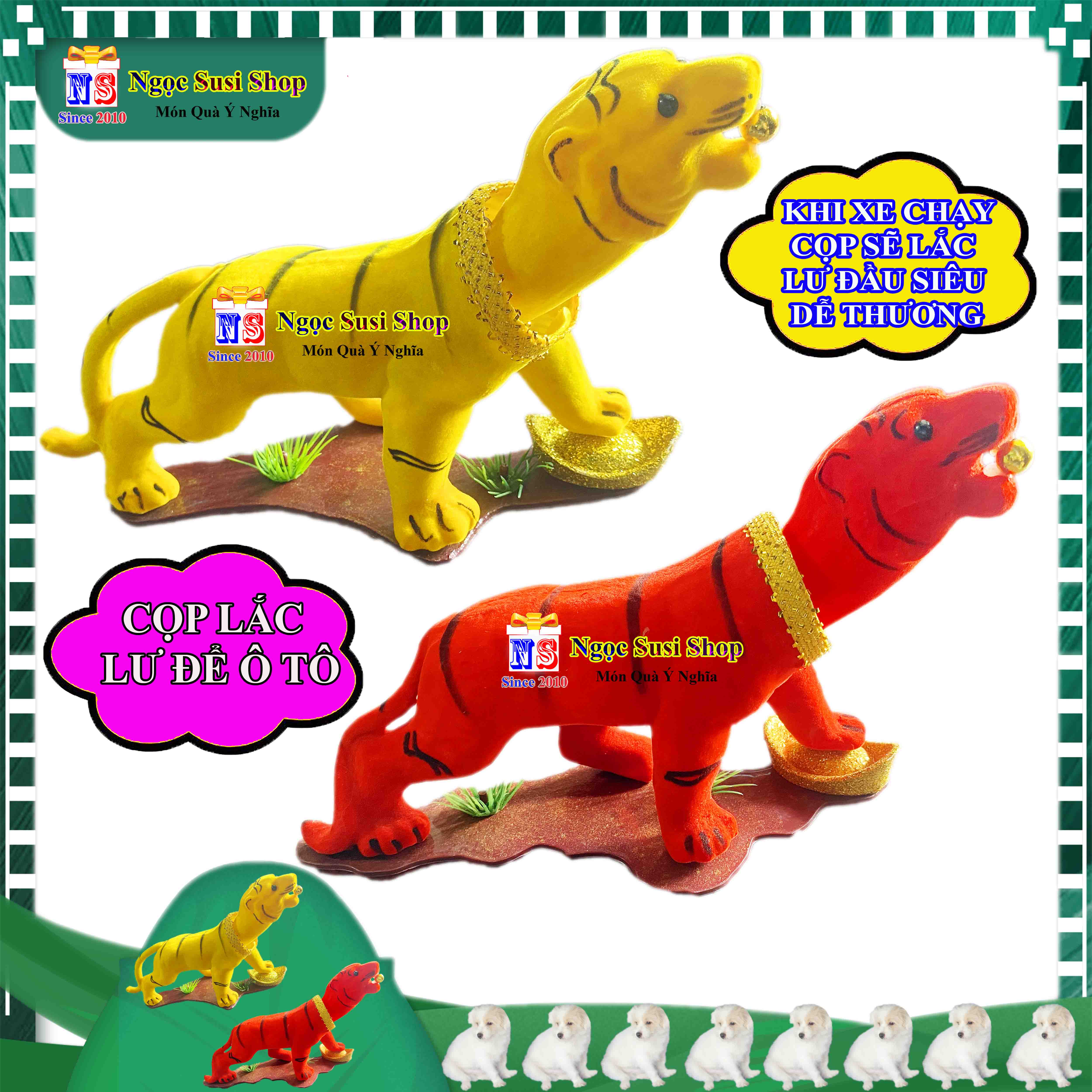 CON CỌP ĐỂ TAPLO Ô TÔ XE HƠI LẮC LƯ ĐẦU TRANG TRÍ PHONG THỦY - CON HỔ ĐỂ Ô TÔ PHONG THỦY