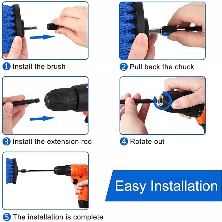 Bộ Bàn Chải Vệ Sinh Gắn Máy Khoan Blue Electric Brush Euro