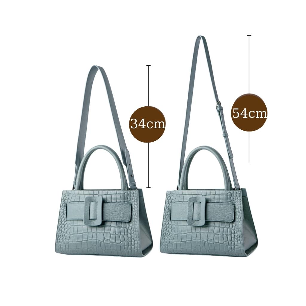 Túi Xách Nữ Da Bò Cao Cấp Có 2 Kiểu Dây Đeo Phong Cách Công Sở TXD037 - Màu Xanh Dương, Size 28cm