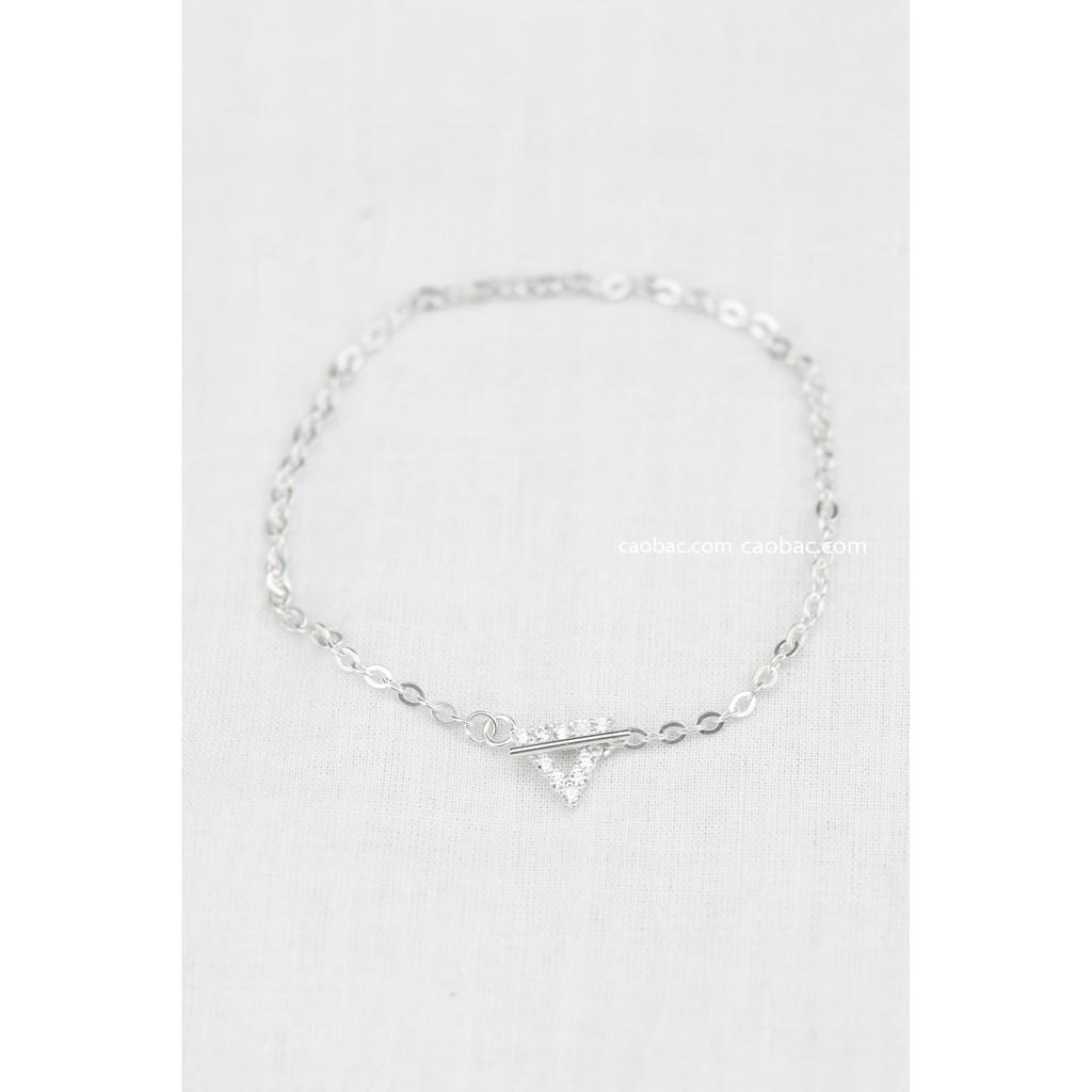 Lắc Tay Bạc Nữ S99 CaoBac Silver Phong Cách Đơn Giản Thiết Kế Chốt Tam Giác Đá Tinh Xảo