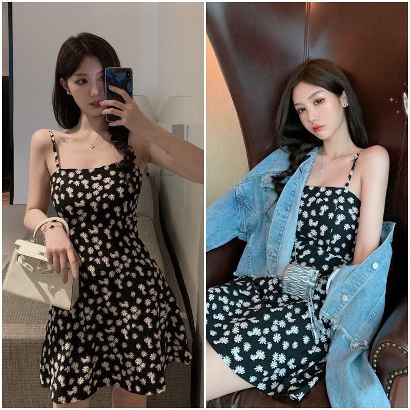 Váy hoa cúc 2 dây nút chỉnh
