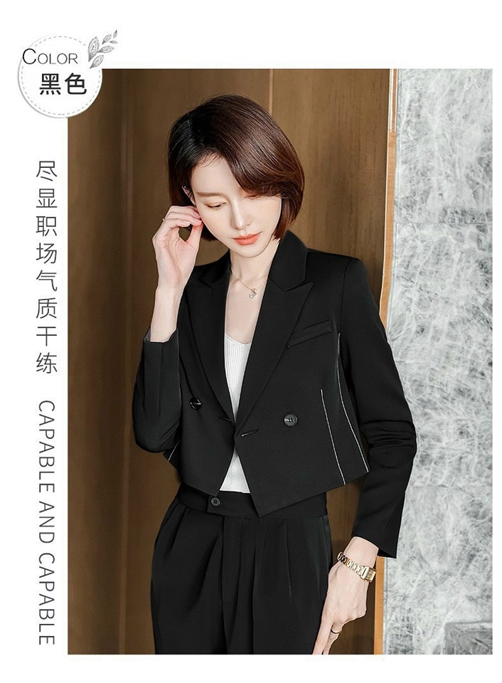 Set Nguyên Bộ Vest Áo Croptop Phối Nút Thời Trang