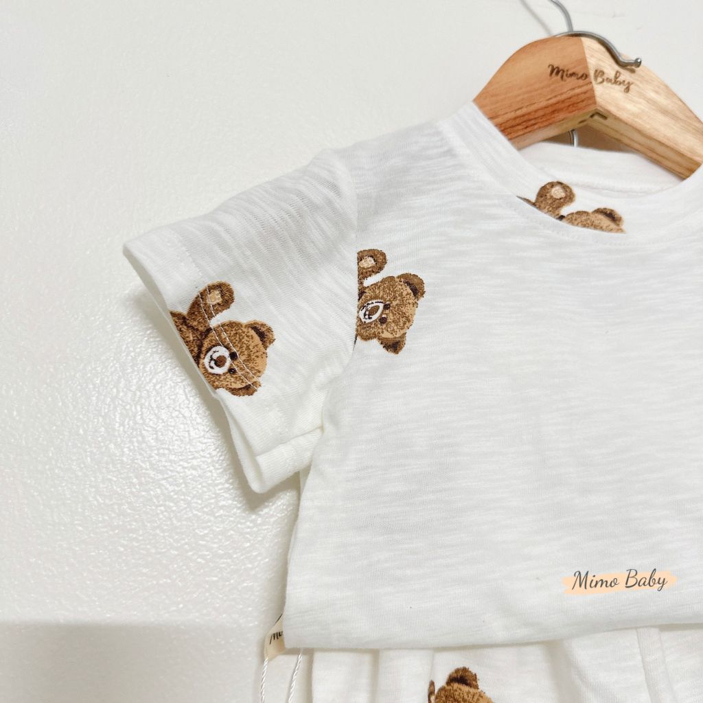 Bộ quần áo cotton cộc tay mùa hè in hình gấu dễ thương cho bé QA77 Mimo Baby