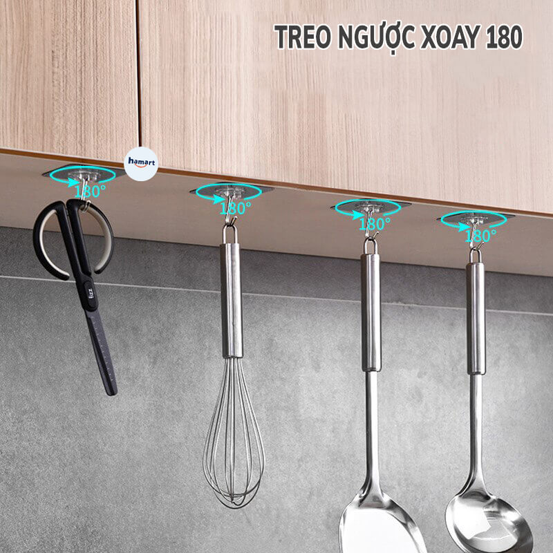 COMBO 5 Móc Dán Tường INOX Ánh Kim Dán Tường Siêu Dính Loại Dày Chịu Lực Siêu Chắc