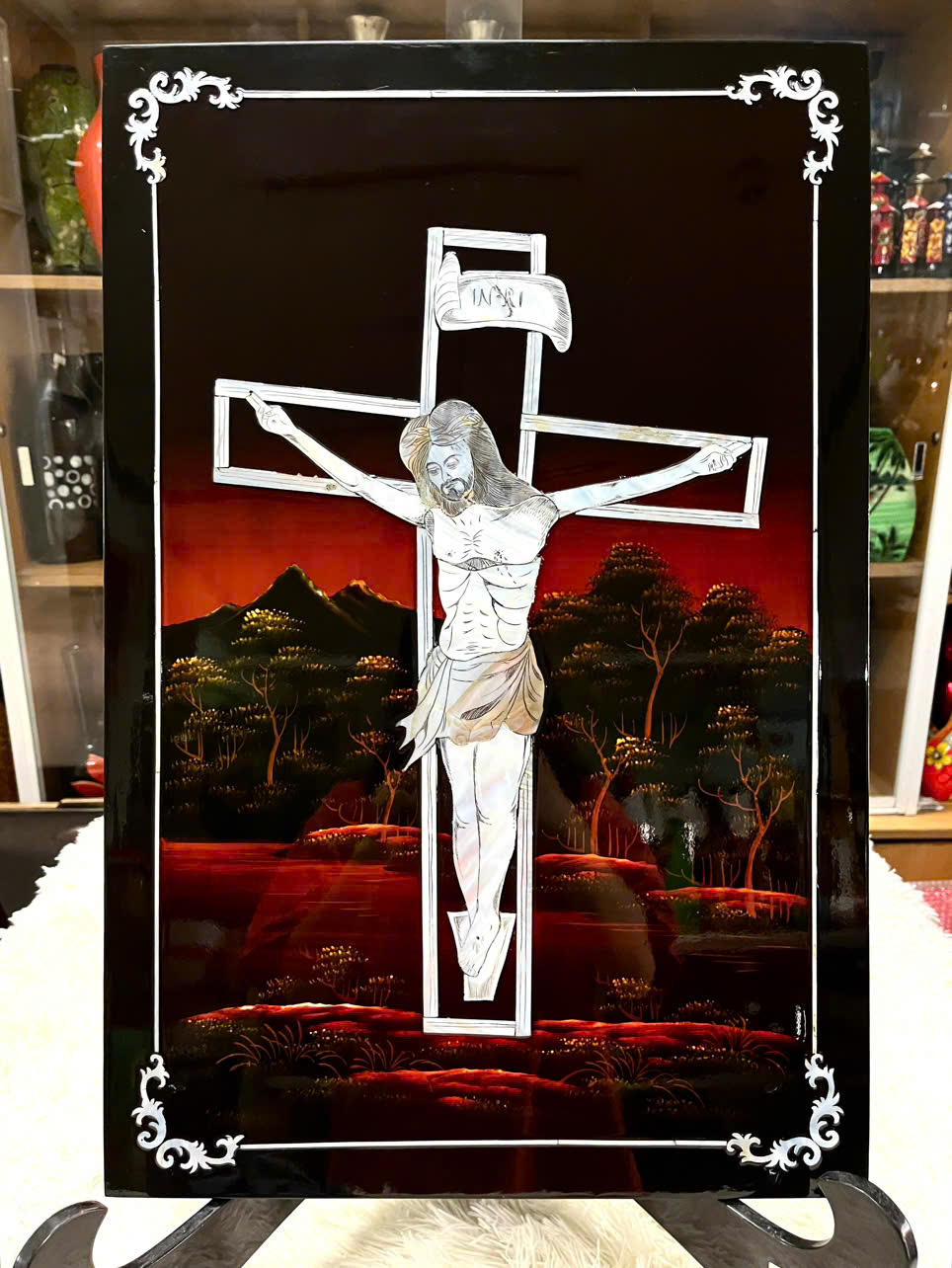 Tranh sơn mài Chúa/Mẹ cẩn ốc xà cừ cao cấp, hàng xuất khẩu size 40x60 cm treo tường, trang trí nhà cửa, văn phòng, quà tặng tân gia, tặng dịp Lễ, Tết đầy ý nghĩa