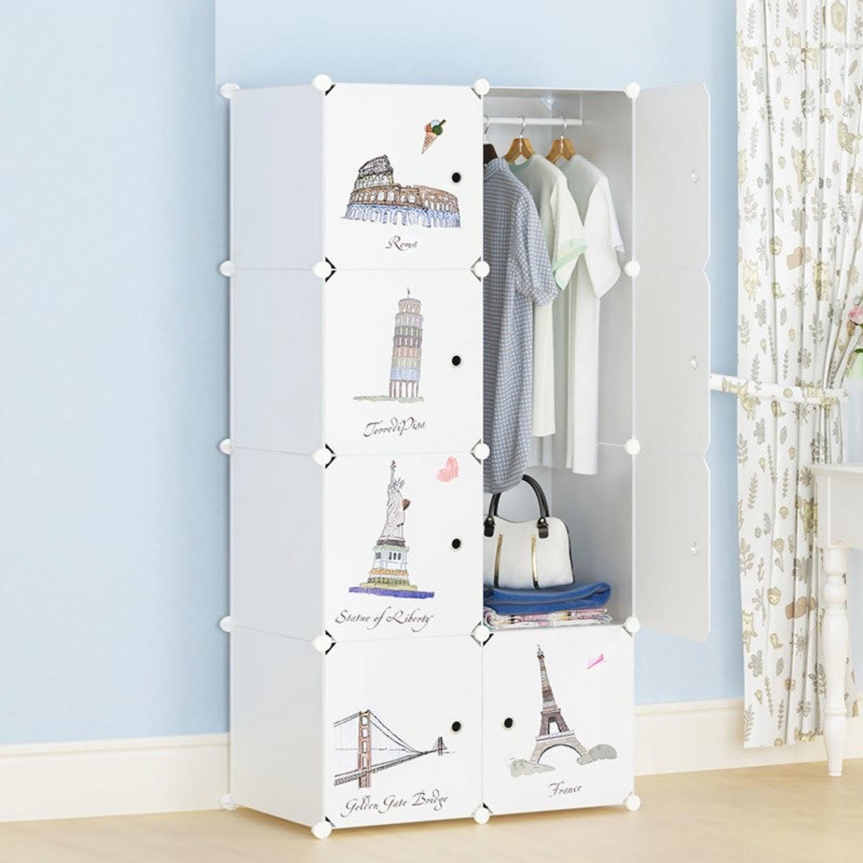 Tủ quần áo nhựa lắp ghép 8 ô màu trắng siêu chịu lực