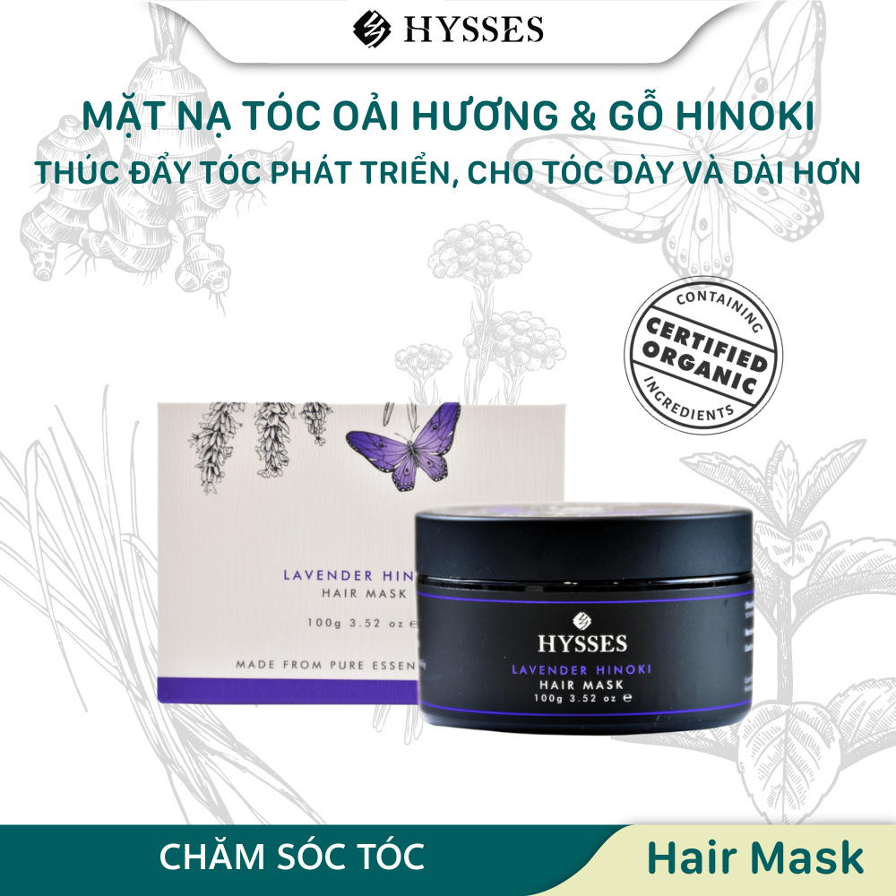 Mặt Nạ Tóc Cao Cấp Hysses Hair Mask Cho Tóc Bóng Mượt, Chắc Khỏe, Kiểm Soát Gàu, Hỗ Trợ Mọc Tóc, Ngăn Ngừa Chấy Với Tinh Dầu Oải Hương - Gỗ Hinoki Hữu Cơ Tự Nhiên