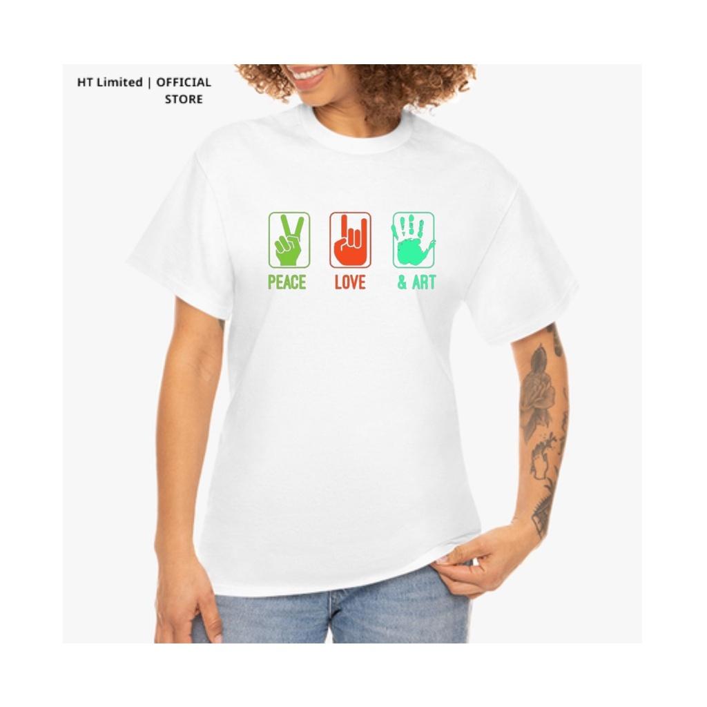 Áo thun thiết kế Unisex họa tiết peace love art basic local brand, Cotton Cao Cấp 100%