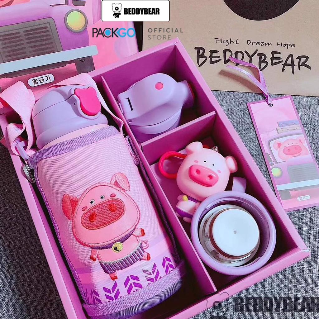 Bình giữ nhiệt cho Bé Trai hoặc Gái / Chính hãng 100% BEDDYBEAR/ BEDDY BEAR/ họa tiết cho Heo / phù hợp Bé từ 2 tuổi trở