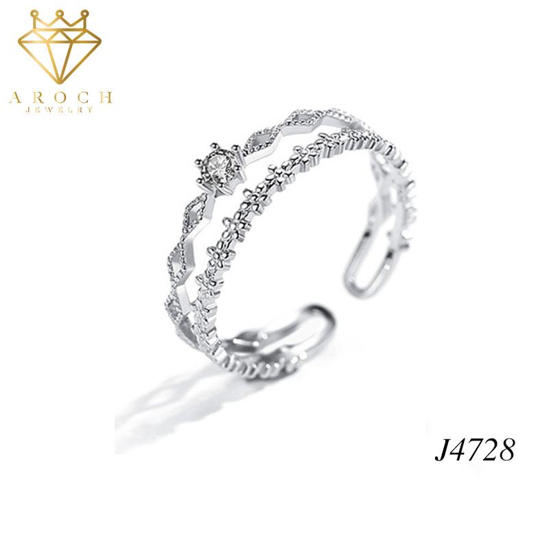 Nhẫn bạc nữ thương hiệu AROCH Jewelry bạc Ý s925,Freesize phù hợp mọi kích thước tay J4728