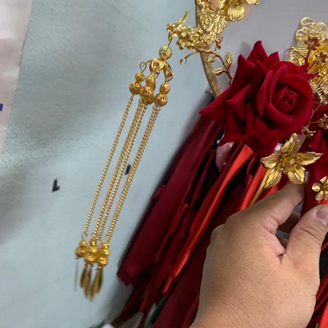 Quạt tròn cổ trang - phụ kiện cưới Giang - quạt tròn đính chữ hỷ