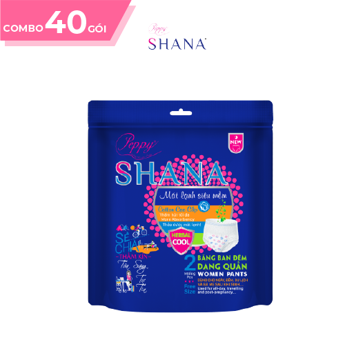 Combo 40 gói Băng Vệ Sinh Quần Peppy Shana Siêu Thấm Free Size (80 miếng)