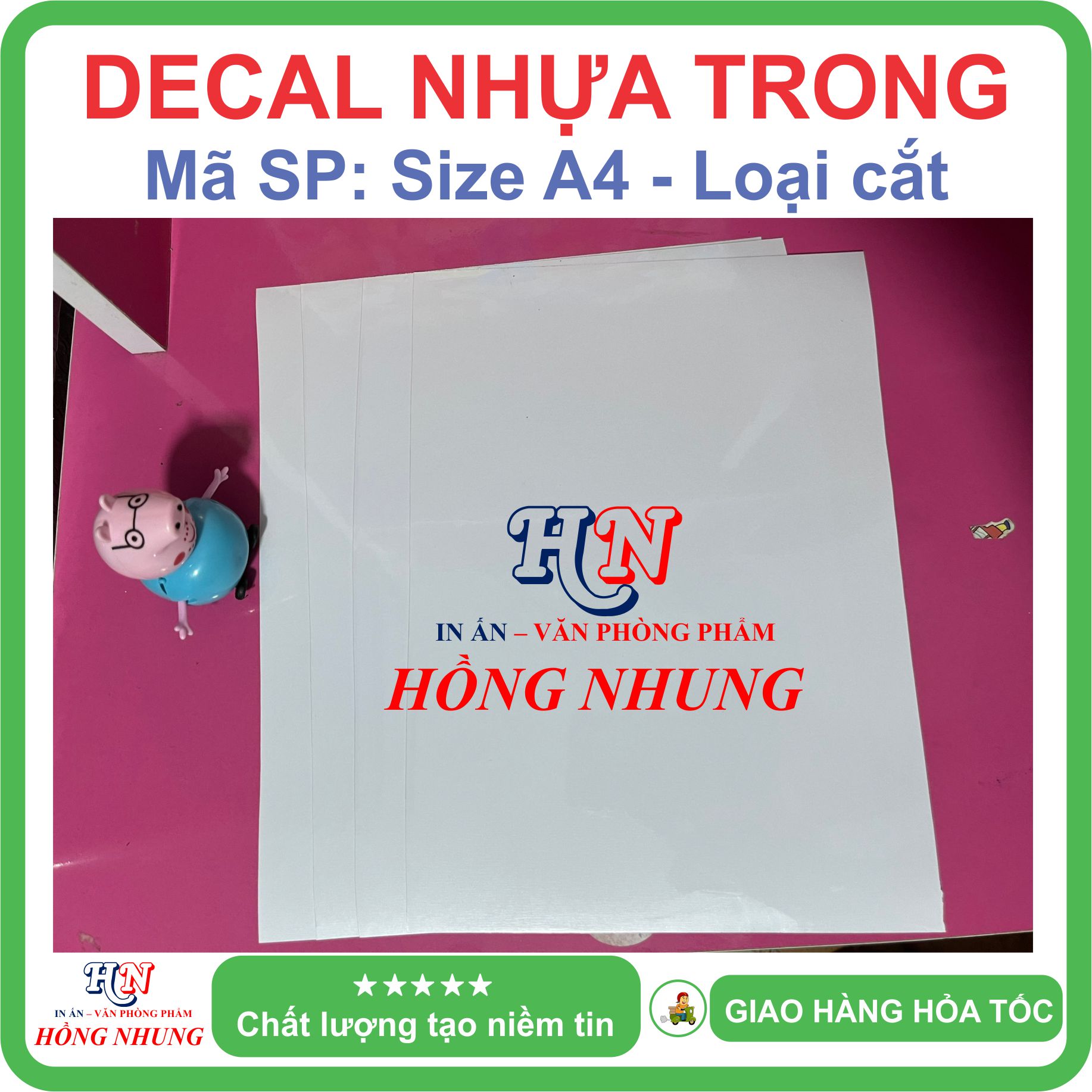 [In Phun &amp; Laser] Xấp 20 Tờ Decal Trong A4 - Giúp Bạn In Tem Nhãn, Ghi Chú, Hay Bìa Nhãn Bưu Phẩm