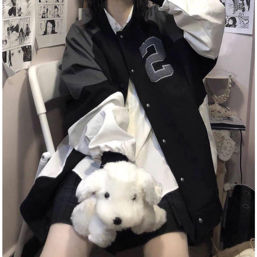 Áo Bomber Phối Tay Thêu Số 5 - Chất nỉ Cotton, form to rộng phù hợp cho cả nam và nữ