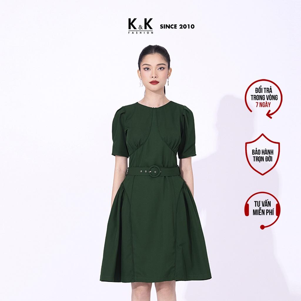 Đầm Xòe Đơn Sắc Kèm Đai Eo K&amp;K Fashion KK118-08 Chất Liệu Thô Mướt