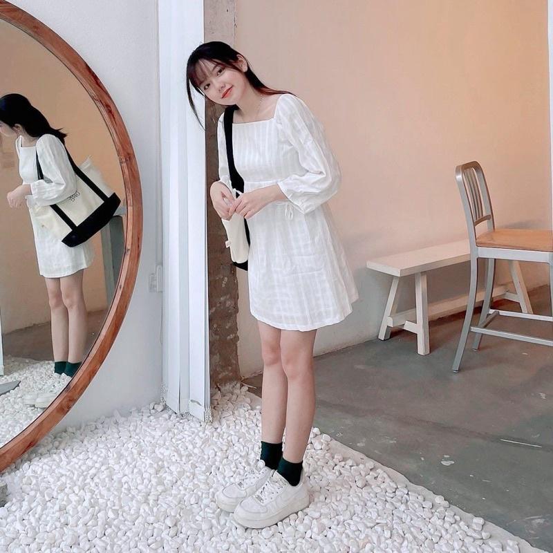 AIMEE_ĐẦM CỔ VUÔNG TAY PHỒNG