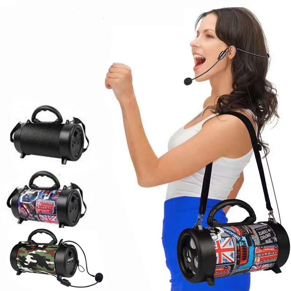 Loa BT di động Loa siêu trầm không dây ngoài trời Hộp âm thanh đa chức năng có Mic