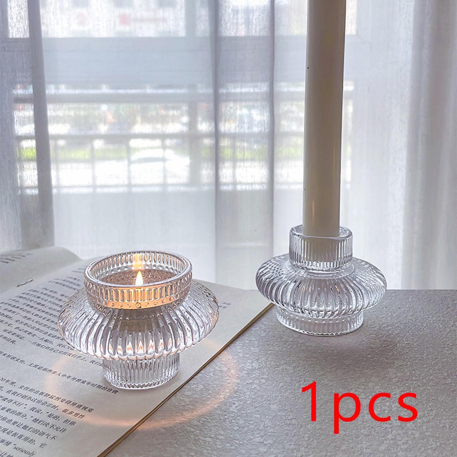 Pillar Candle Stand Candlestick Glass Candle Holder for Party Holiday