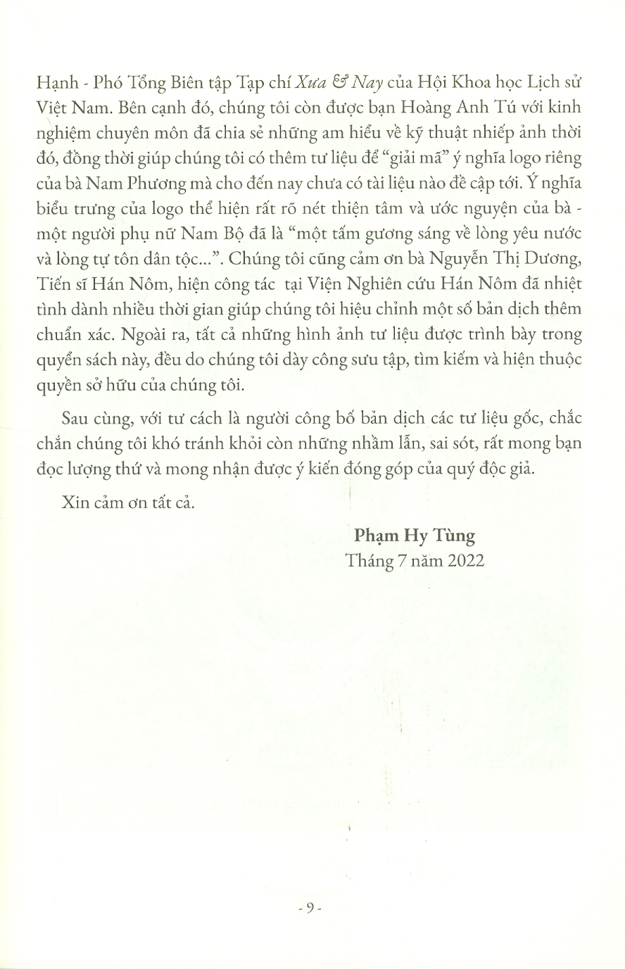 HOÀNG HẬU NAM PHƯƠNG QUA MỘT SỐ TƯ LIỆU CHƯA CÔNG BỐ - Phạm Hy Tùng – Nxb Tổng hợp Tp Hồ Chí Minh