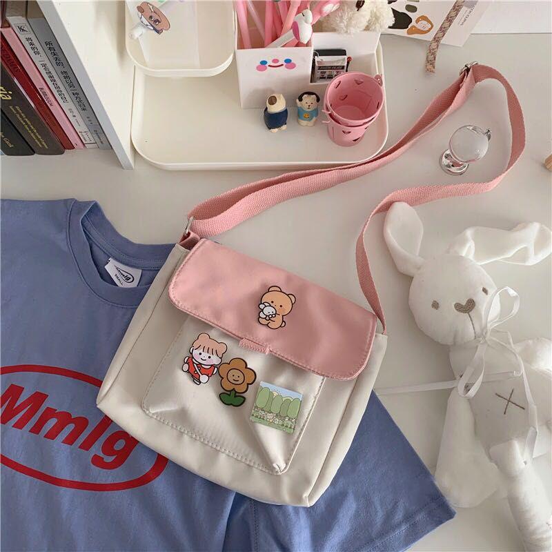 InsJapanese-Style Harajuku Cute Vintage Soft Sister Sling Canvas Bag Female Student Korean-Style One-Shoulder All-match
