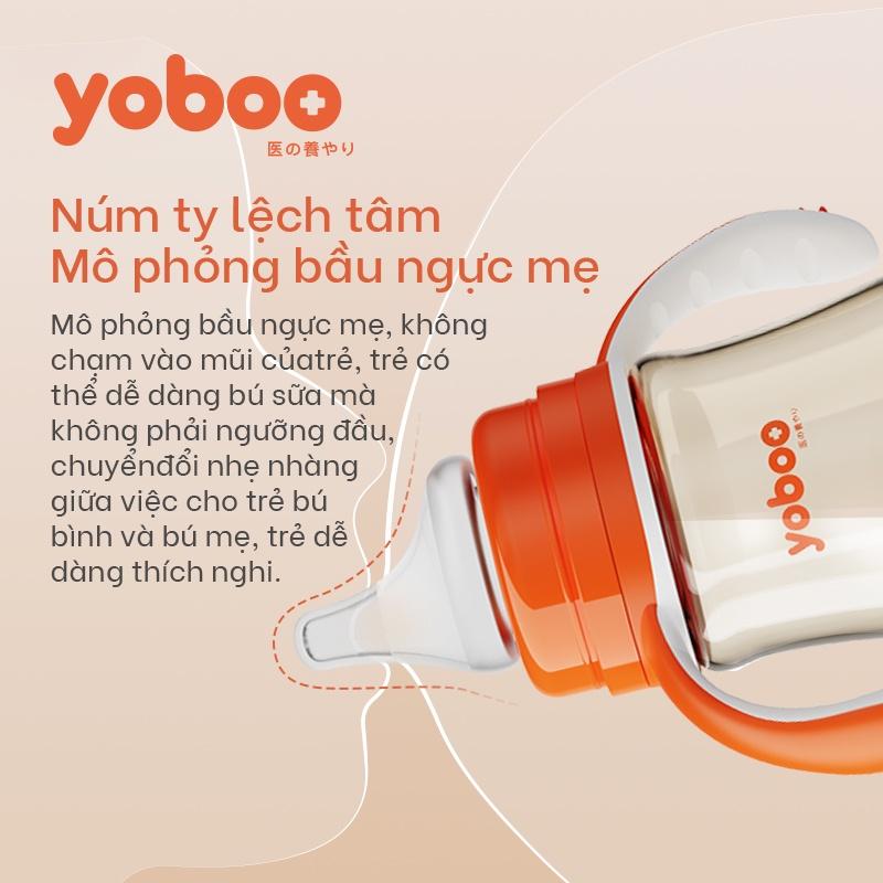 Combo 3 núm ti thay thế lệch tâm Yoboo YB-0018 loại 2 lỗ dành cho bé 3-6 tháng bằng silicone mềm mại - Hàng chính hãng