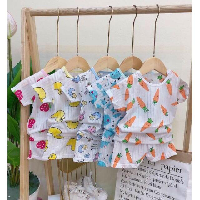 Bộ cotton giấy cộc tay, ngắn tay màu cho bé trai, bé gái, hàng loại 1, size 3-15kg