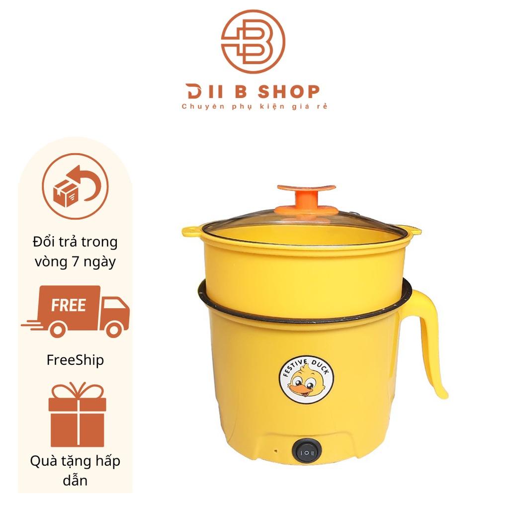 Nồi lẩu mini đa năng, ca nấu mì kèm giá hấp, đế chống dính, chiên xào, hấp, luộc, ăn lẩu tiện dụng
