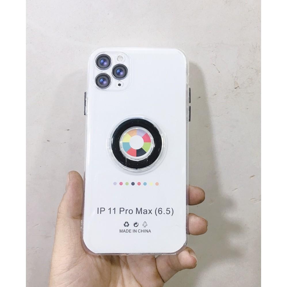 Ốp lưng dẻo trong suốt kèm iring màu, nút màu dành cho Iphone 7plus/8plus/x/xs/xsmax/11/11promax, 12promax