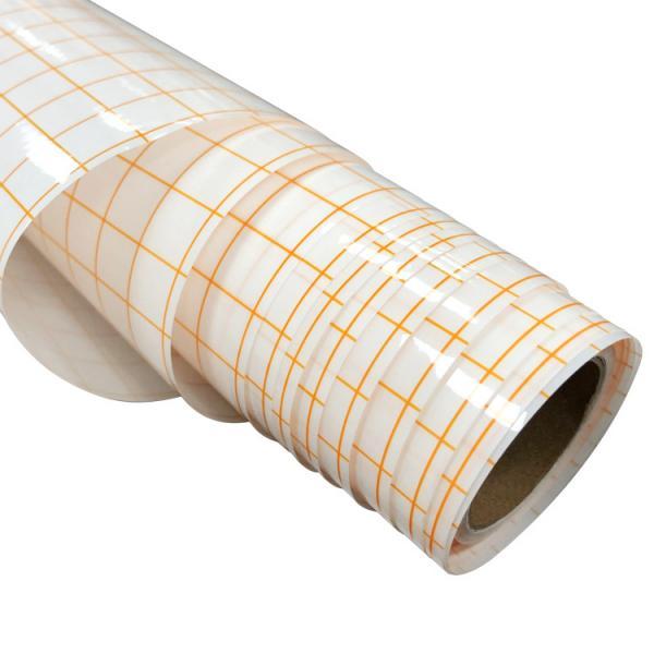 12 inch x 5 Ft Vinyl Transfer Paper Tape Roll Clear Contact Paper Orange Alignment Grid Self Adhesive Vinyl for Stickers Doors Windows DIY Set