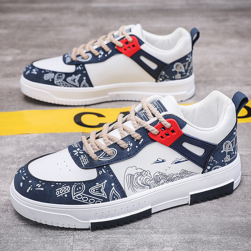 Giày Sneakers Nam Laceva Hoạ Tiêt Vintage, Dây Vặn Thừng Trẻ Trung Mã G01