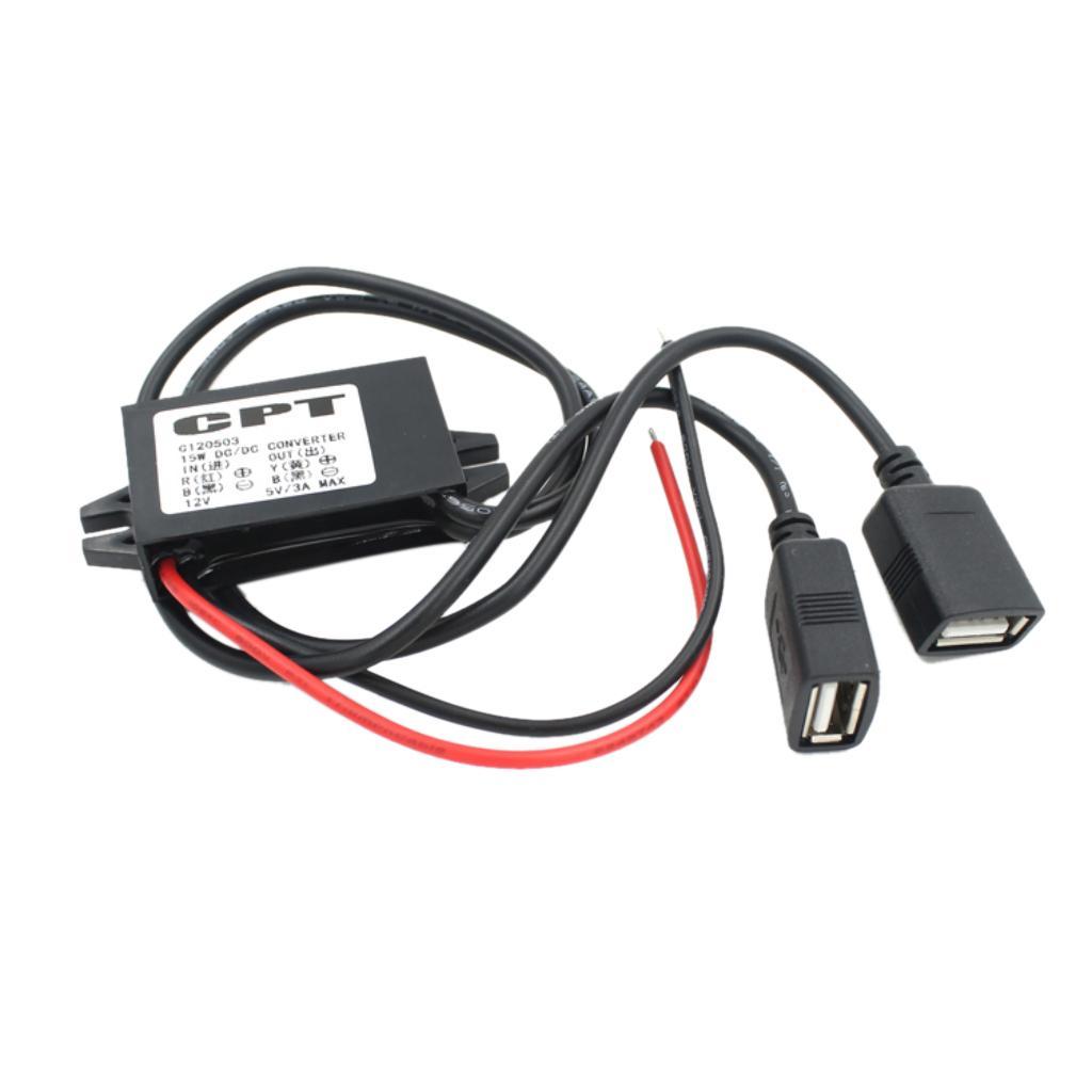 Dual Double 2 USB DC-DC Car Converter Module 12V To 5V 3A 15W Power Adapter