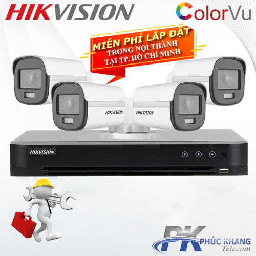 Trọn bộ 4 camera HDTVI 2.0MP Colorvu HIKVISION Màu 24/24 - Hàng Chính Hãng - Lắp đặt miễn phí trong nội thành tại Thành Phố Hồ Chí Minh