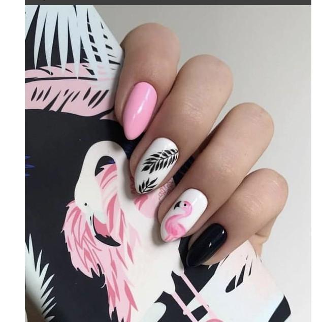 Sticker nails hồng hạc - hình dán móng 3D