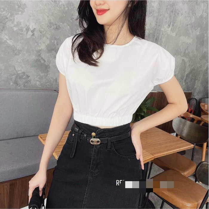 ÁO CROPTOP BO EO CỔ TRÒN TRẺ 