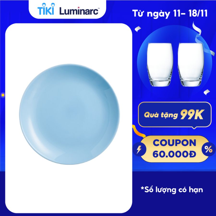 Bộ 6 Đĩa Thuỷ Tinh Luminarc Diwali Light Blue 19cm - LUDIP2612