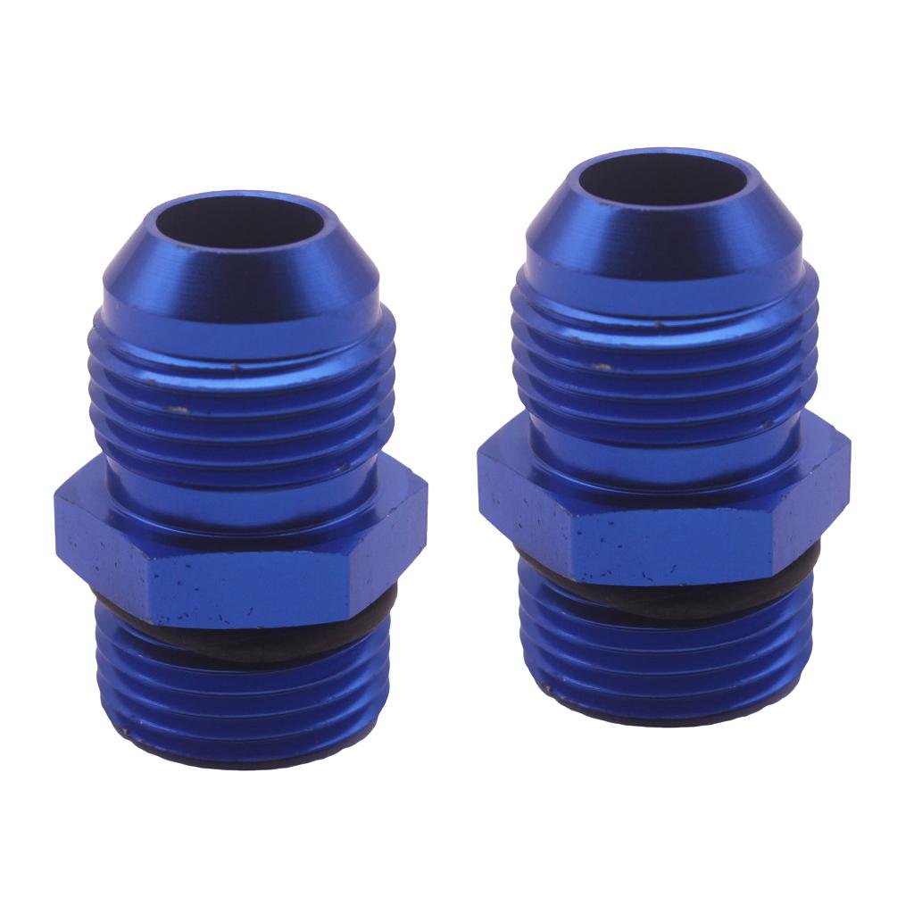 2 Pieces Blue Aluminum Billet AN10 10 An - ORB10 Male Fitting Straight Adapter