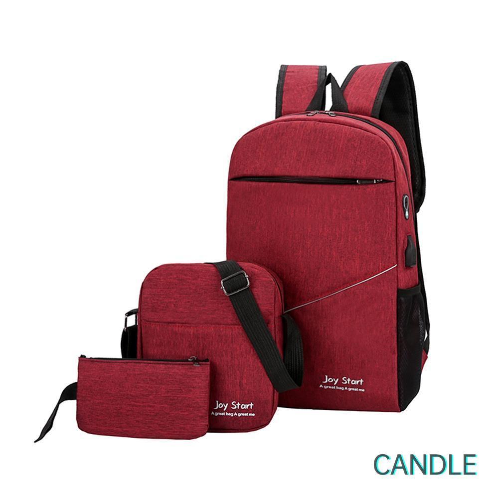 Set 3 Ba Lô Túi Ví Nylon Thời Trang Unisex