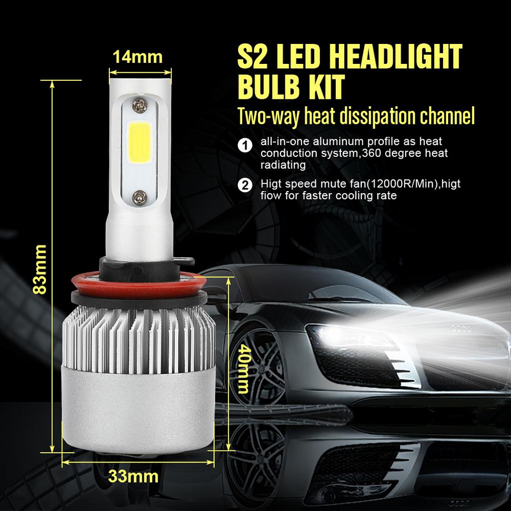 6 Piece LED Headlight Bulbs 6000K Conversion Kit H11/H9/H8/H7/H1 72W 7200LM