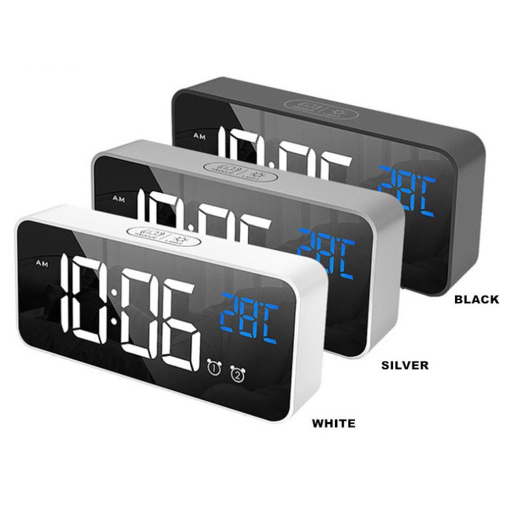 Silent Electronic Alarm Clock Mirror Surface Clock Desktop/Shelf Clock Silver