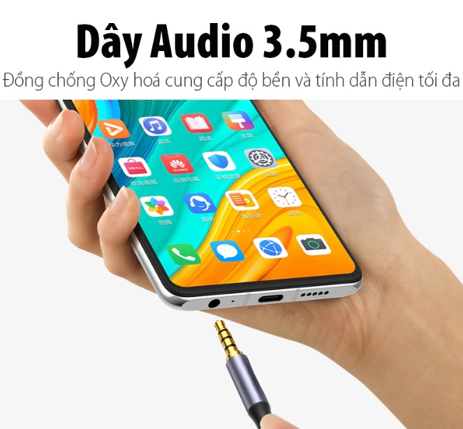 Cáp âm thanh 2 đầu 3.5mm 1m dây dù hỗ trợ Mic live stream (1m) - Hàng Chính hãng