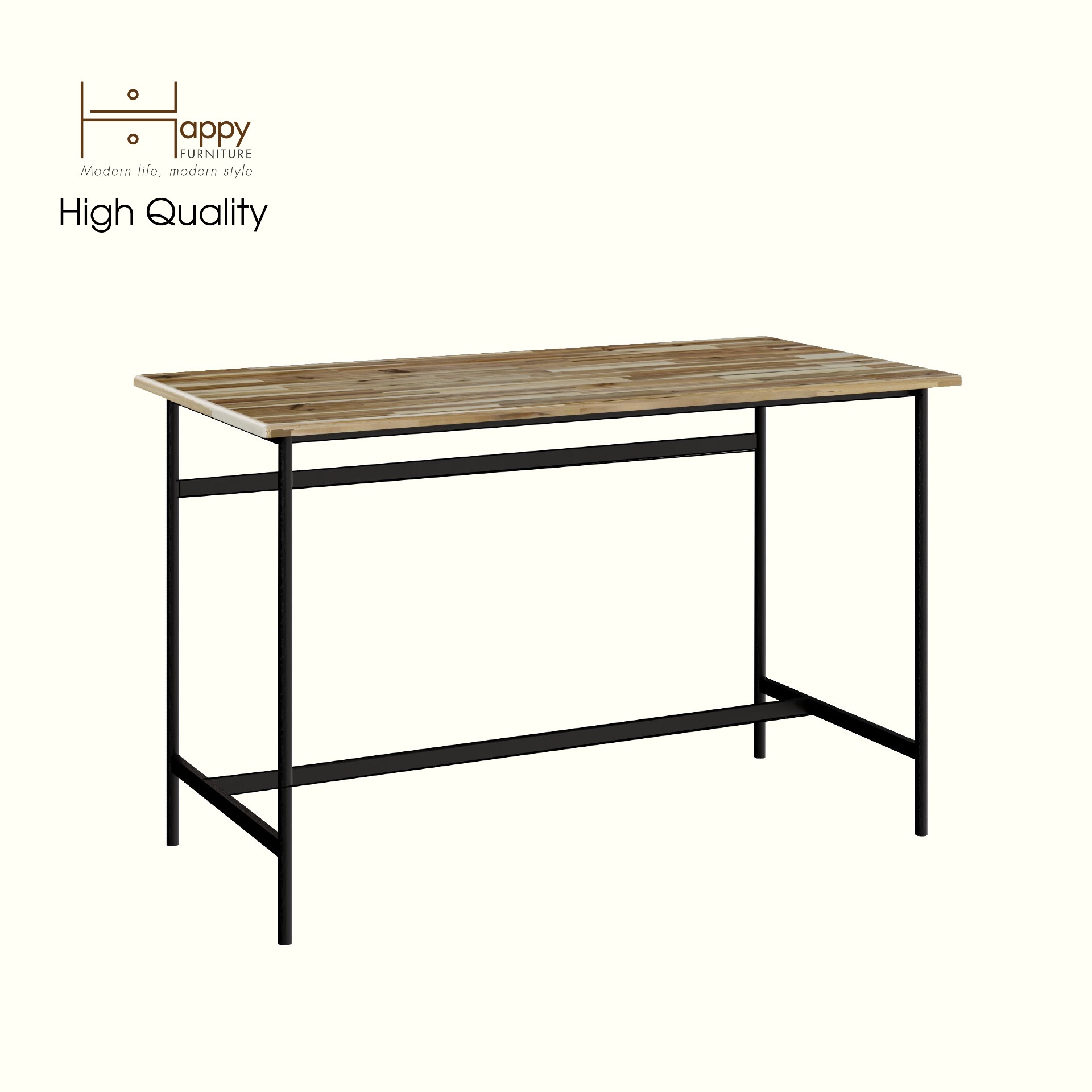 HAPPY FURNITURE , Gỗ tự nhiên , Bàn làm việc chân sắt - YANNA , BAN_099 BAN_100 , 60cm x 75cm, rộng x cao