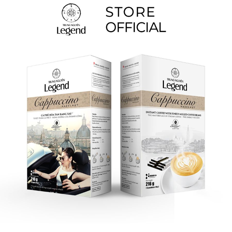 Cà Phê Trung Nguyên Legend Cappuccino Hazelnut – Hộp 12 Gói – Hương Hạt Dẻ Thơm Béo, Ngọt Dịu