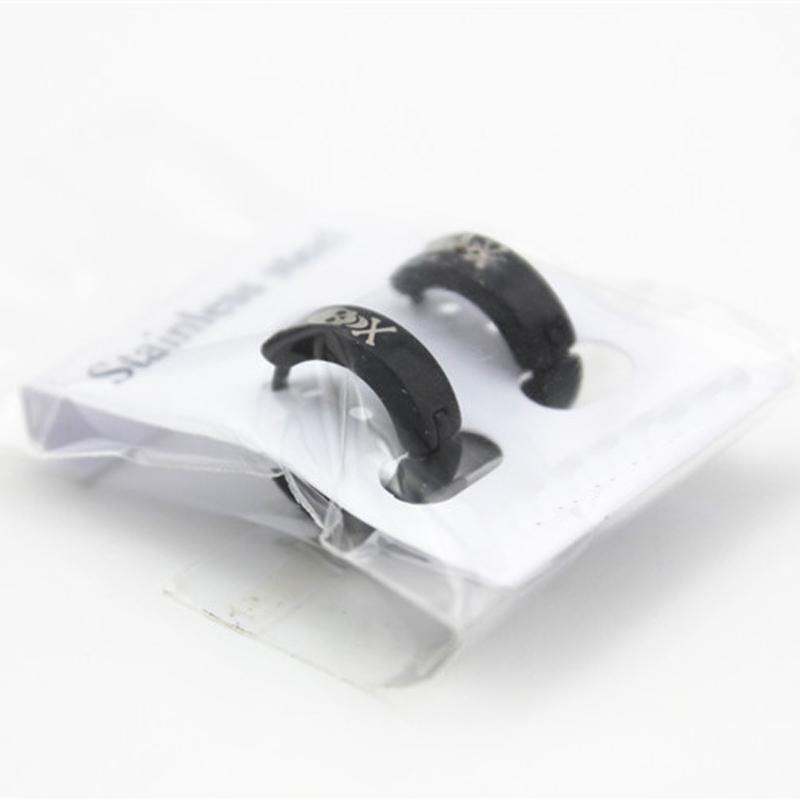 2-7pack Fashion Black Men Stainless Steel Punk Skull Pattern Ear Clip Stud