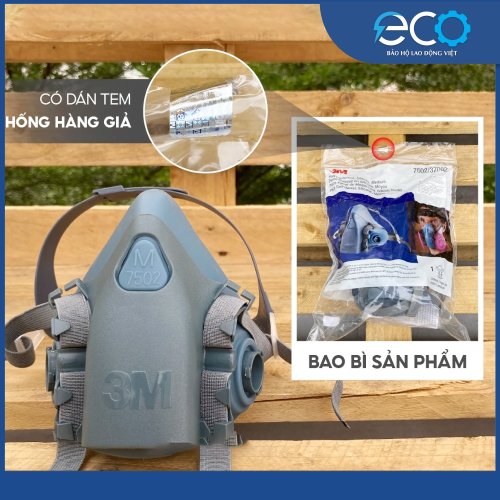 Combo (7 món) mặt nạ phòng độc 3M 7501, 7502 kết hợp phin lọc 3M 6001, tấm lọc bụi 5N11 cùng nắp giữ 501 chính hãng, phun thuốc, phun sơn, lọc bụi mịn, vi rút