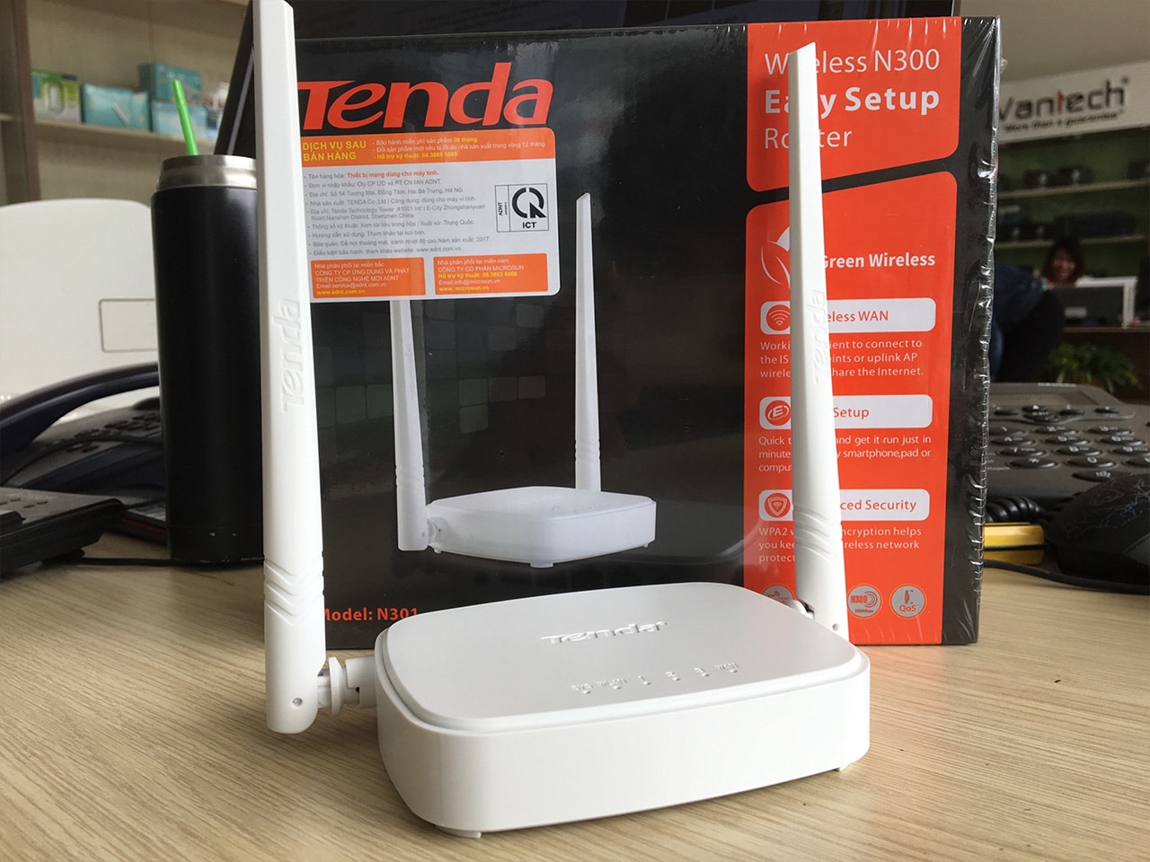 Bộ phát Wifi Tenda N301 tốc độ 300Mbps: 2 râu thu sóng